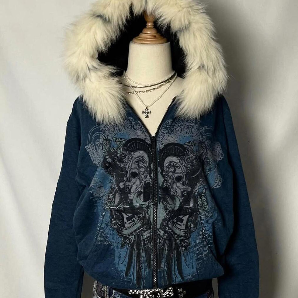 Thumbnail: American Vintage Skull Sweatshirts Subcultural Y2k Aesthetic Women's Hoodies Aut