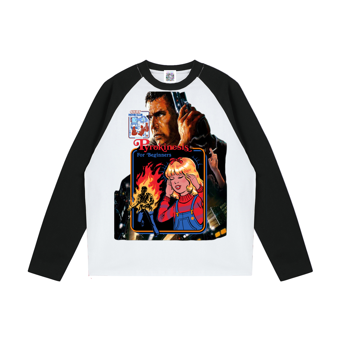 Color-Blocked Raglan Long-Sleeve T-Shirt cult movie club lets conjure