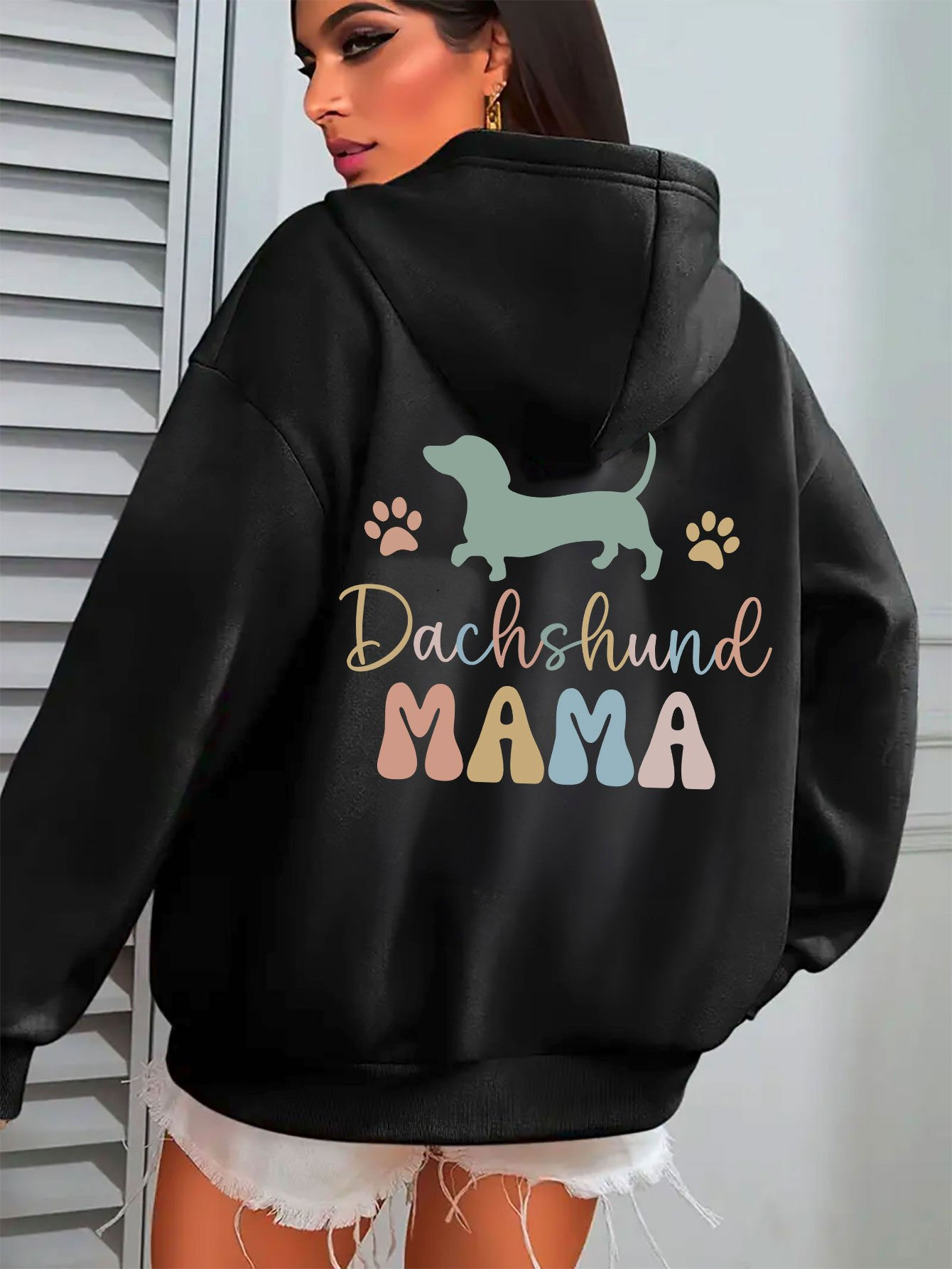 Dachshund Mama Funny Dog Printing Female Hoody Neck Clothes Fashion