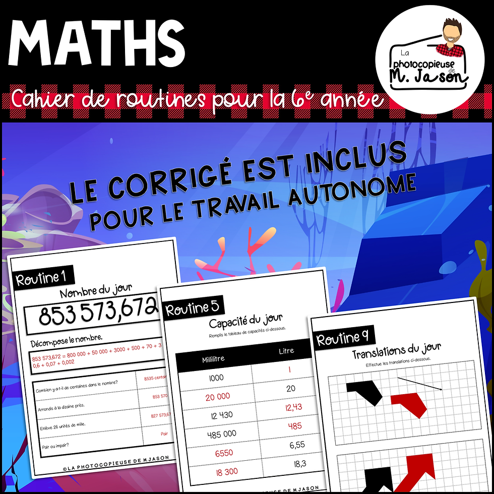 Miniature : Maths: Un jour, une routine (Cahier océan) - 6e année