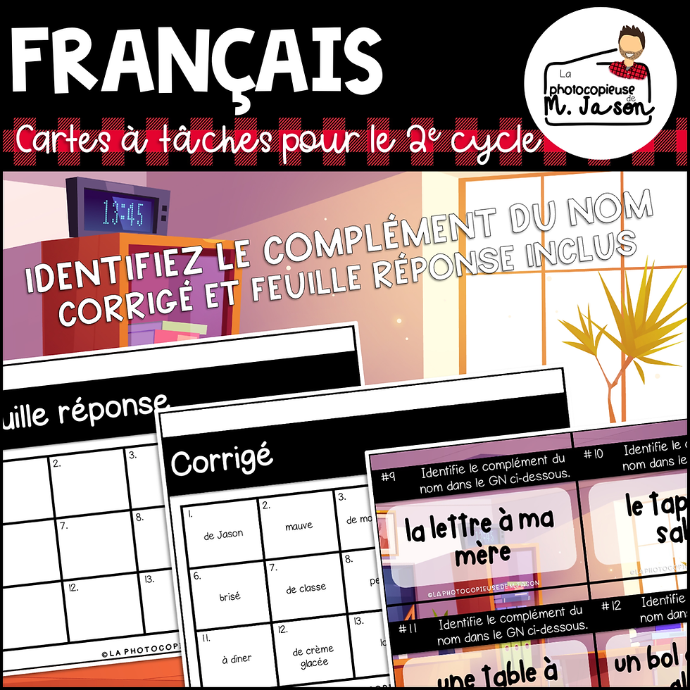 Miniature : Français: Cartes à tâches - Identification du complément du nom