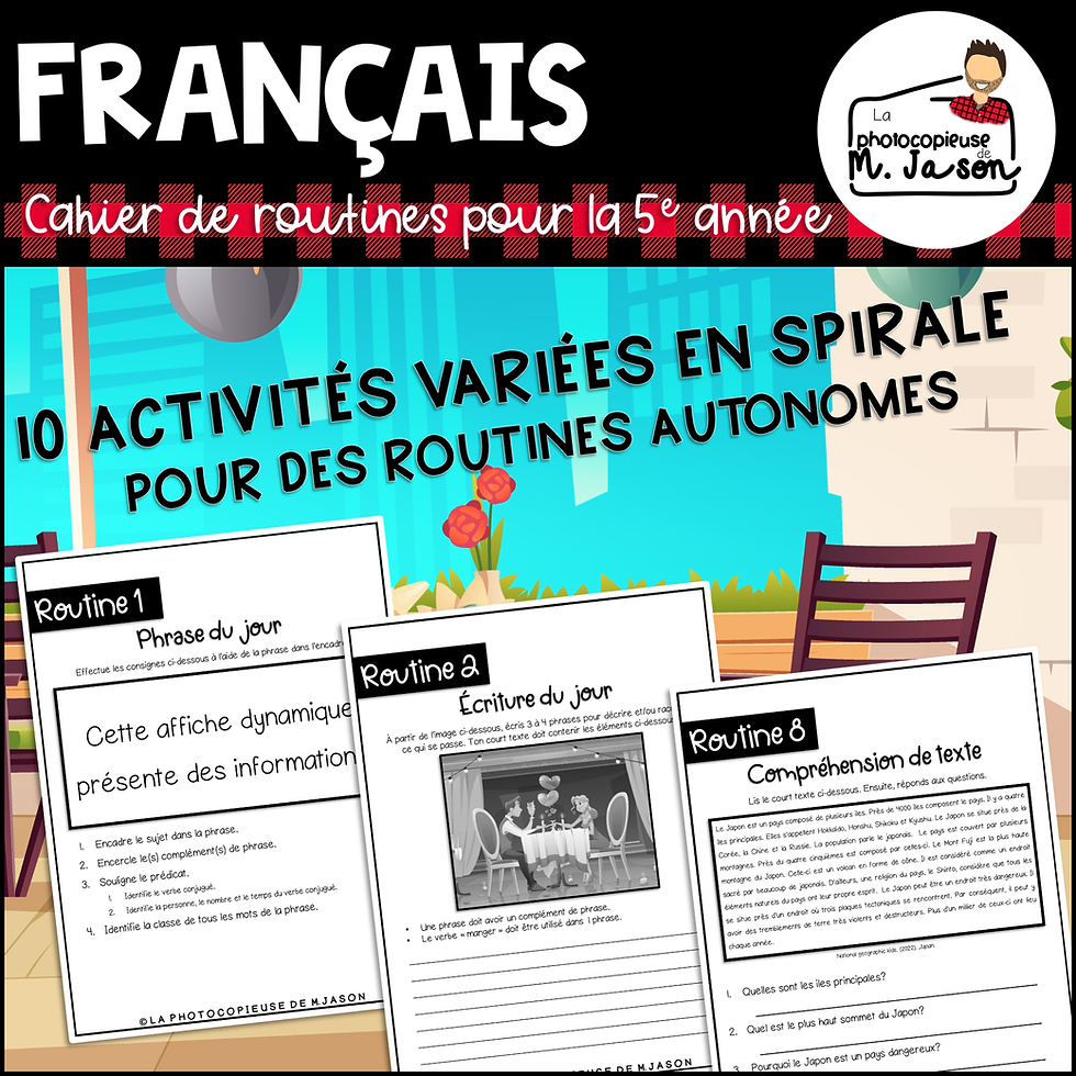 Miniature : Français: Un jour, une routine (Cahier sushi) - 5e année