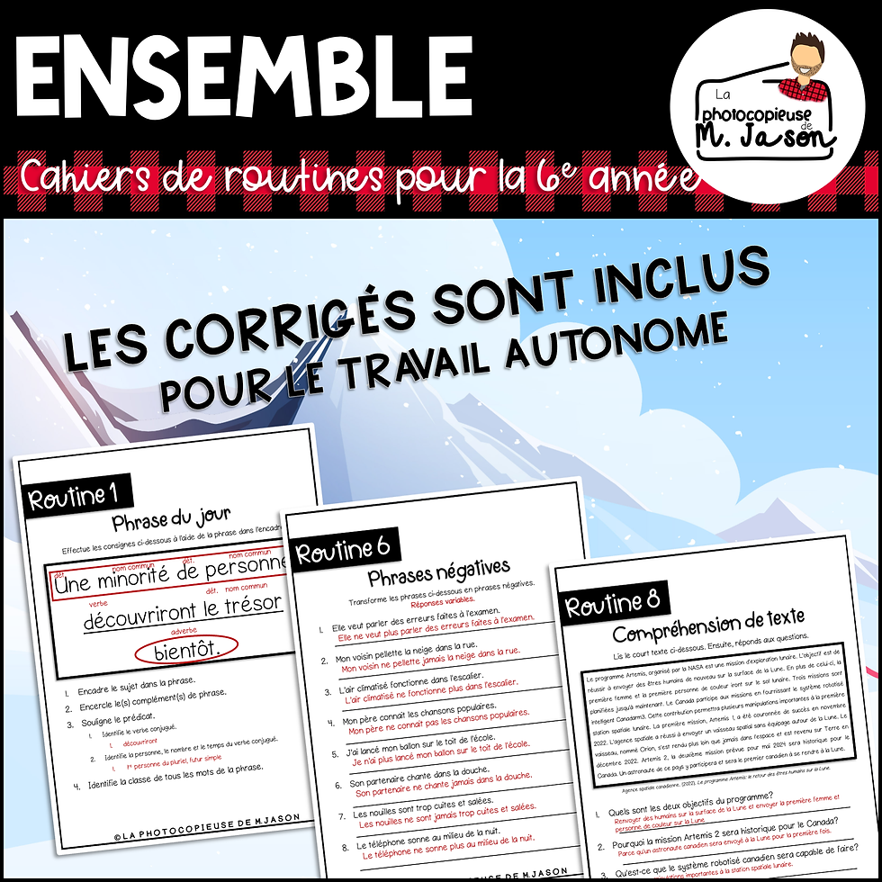 Miniature : Ensemble GRANDISSANT: Un jour, une routine - 6e année