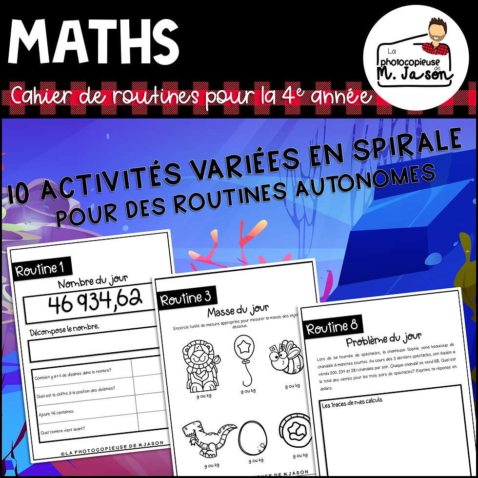 Miniature : Maths: Un jour, une routine (Cahier océan) - 4e année