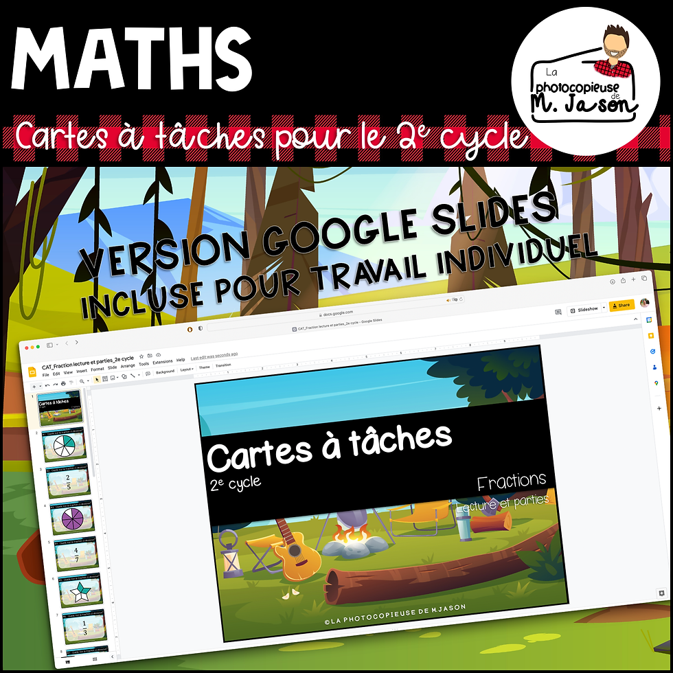 Miniature : Maths: Cartes à tâches - Lecture de fractions et ses parties