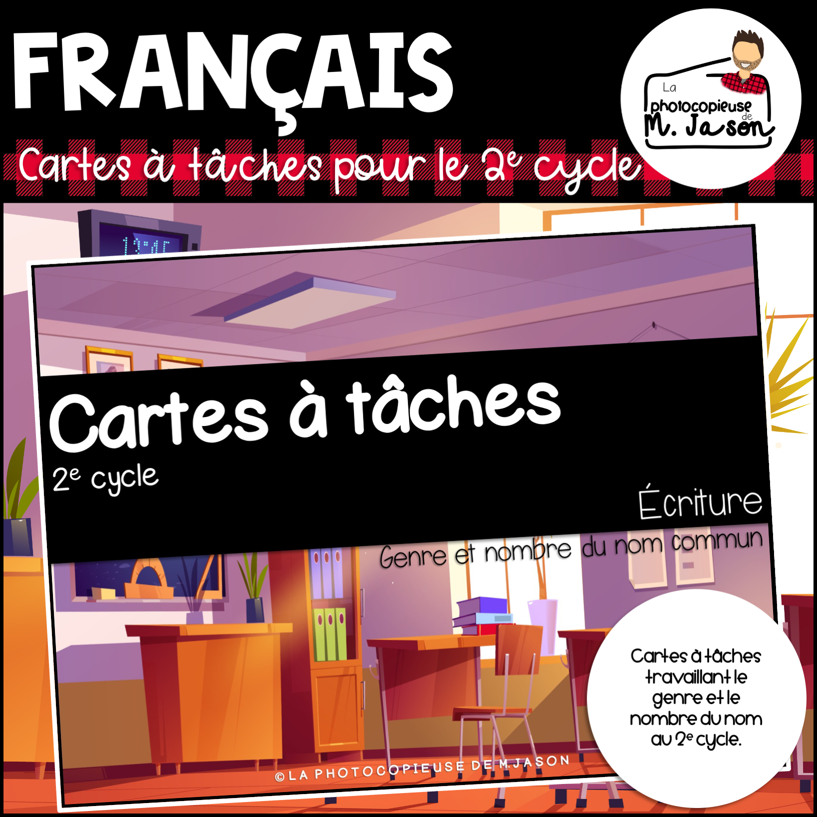 Français: Cartes à tâches - Genre et nombre du nom