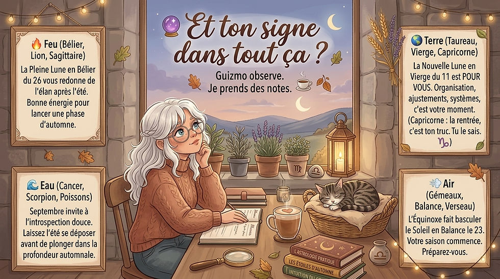 Illustration astrologique avec cartes, constellations et carnet de notes