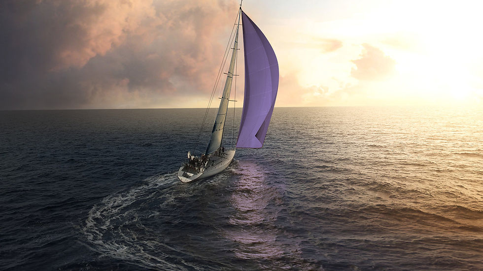 A sailboat changing course