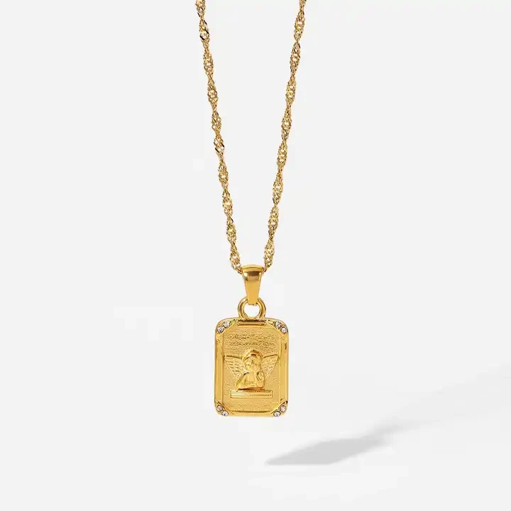 Thumbnail: 18K Gold Plated Angel Necklace, Seraphina