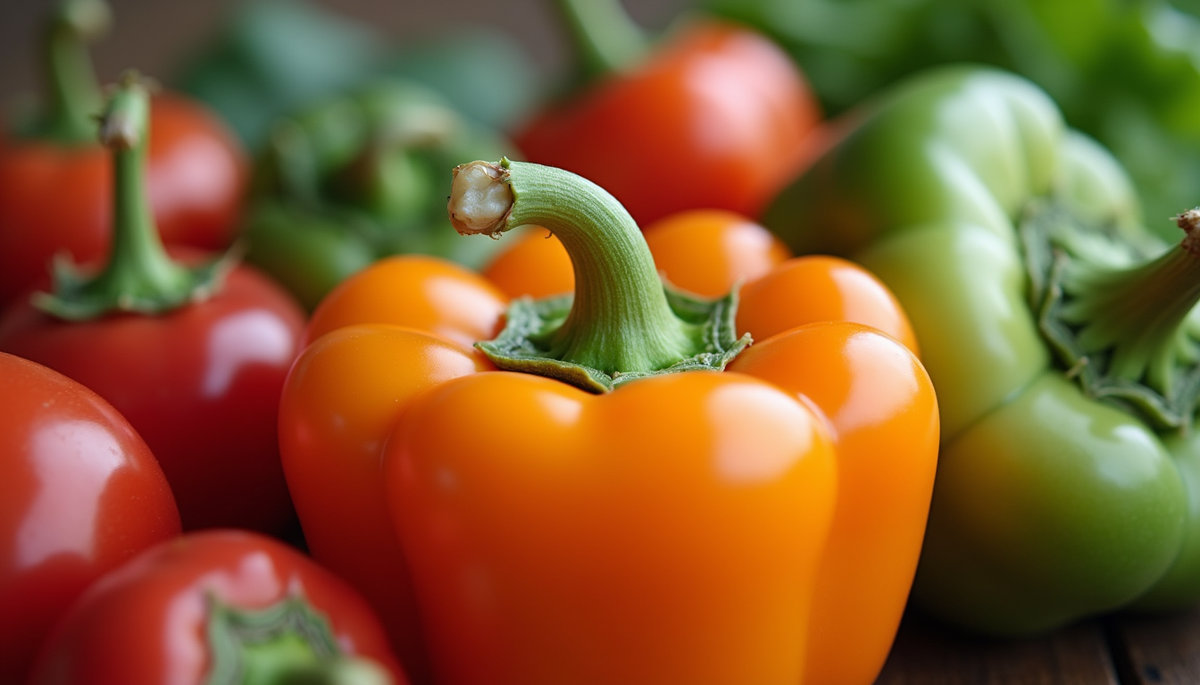 Vue rapprochée d'assortiment de légumes colorés représentant les cinq saveurs