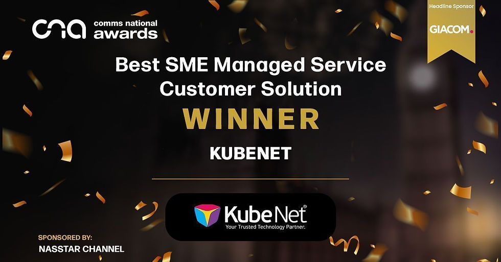 KubeNet are winners of best SME IT Managed Service Providers at the Comms National Awards