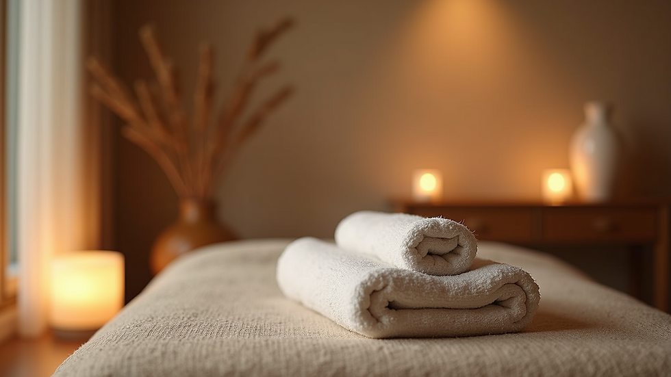 Eye-level view of peaceful Zen Shiatsu treatment space