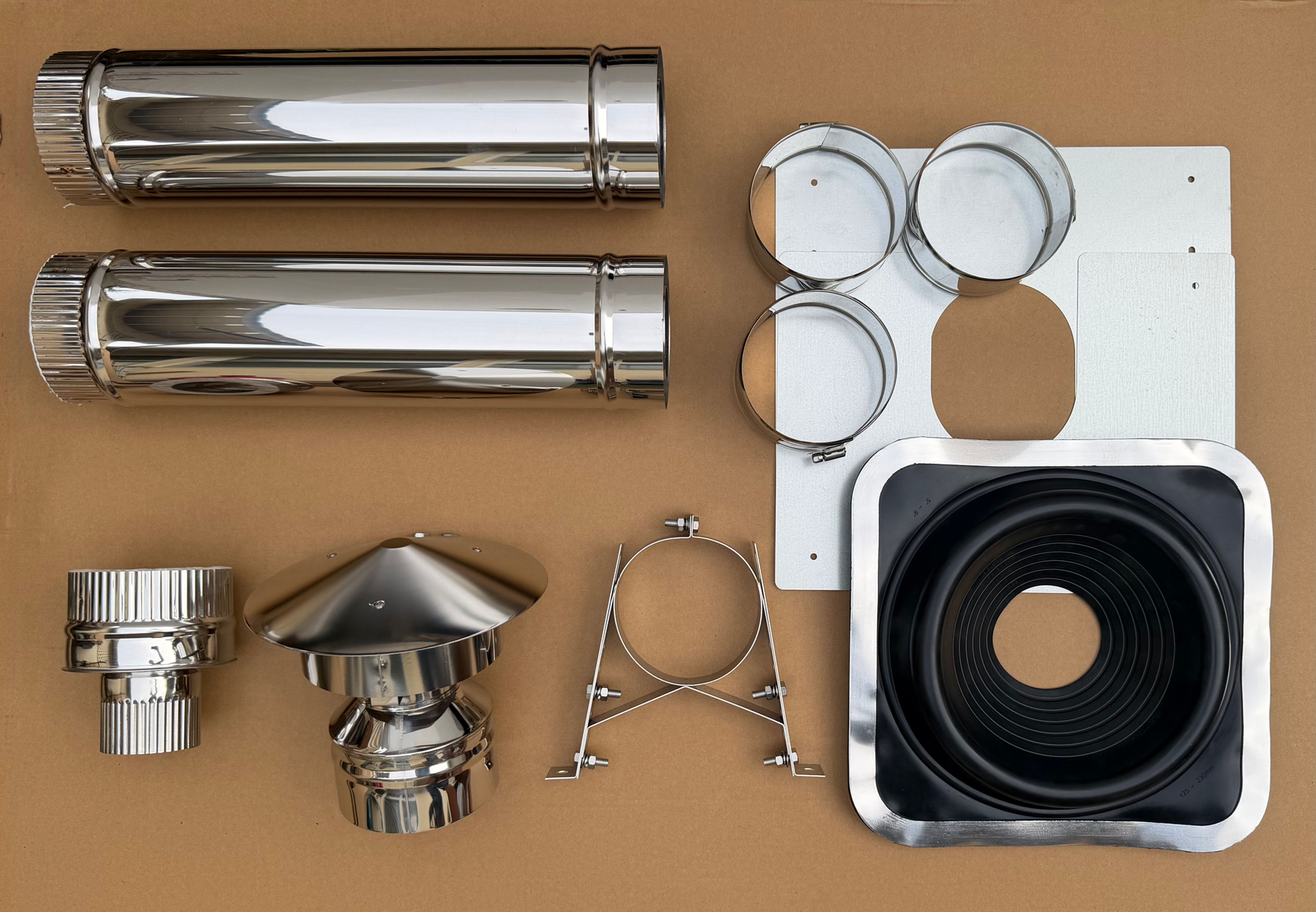 3" Roof Exit Bundle - Fits Mini Stove - 2 Insulated Stainless Double Wall
