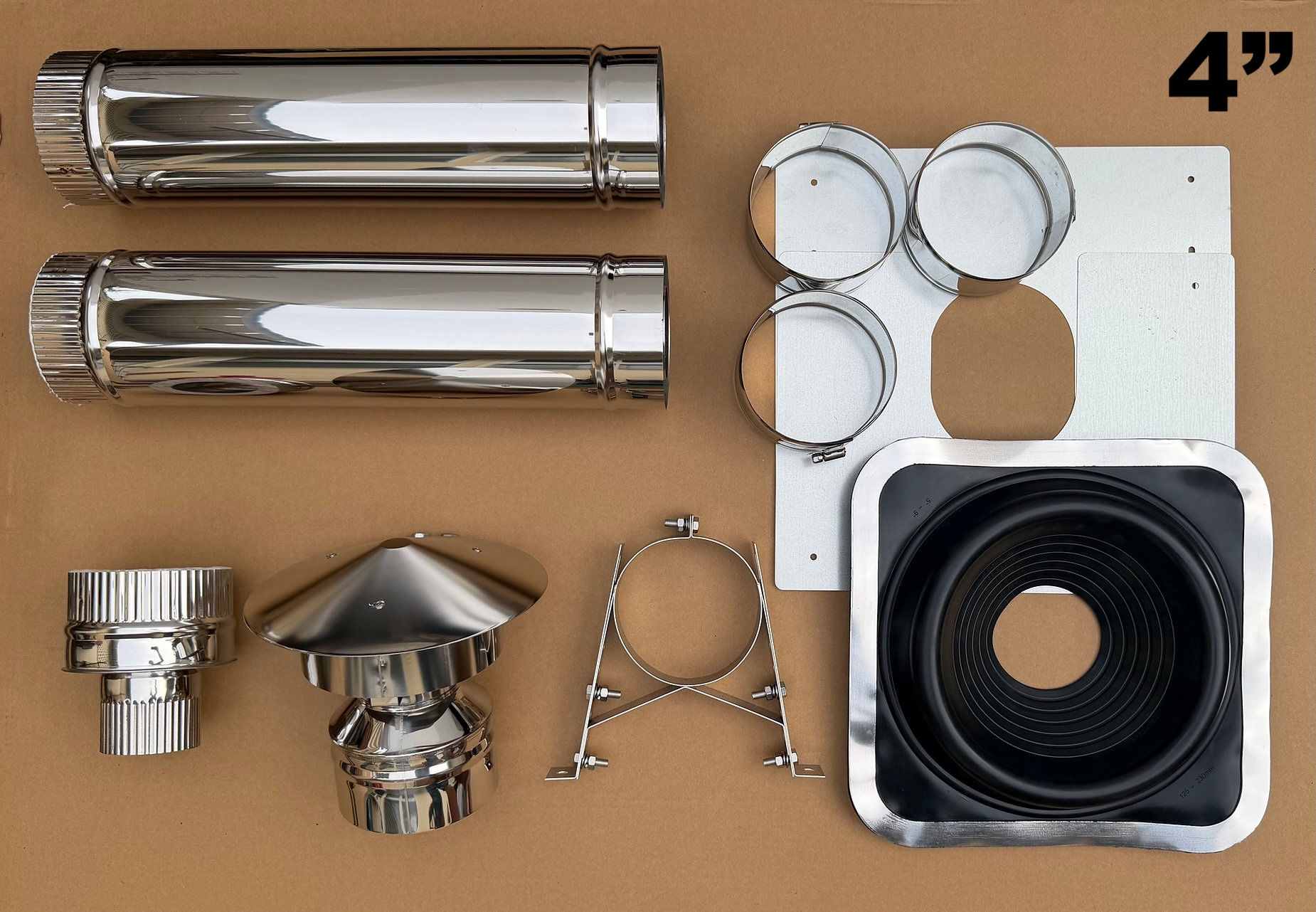 4" Roof Exit Bundle - (Sauna) - 2 Insulated Stainless Double Wall