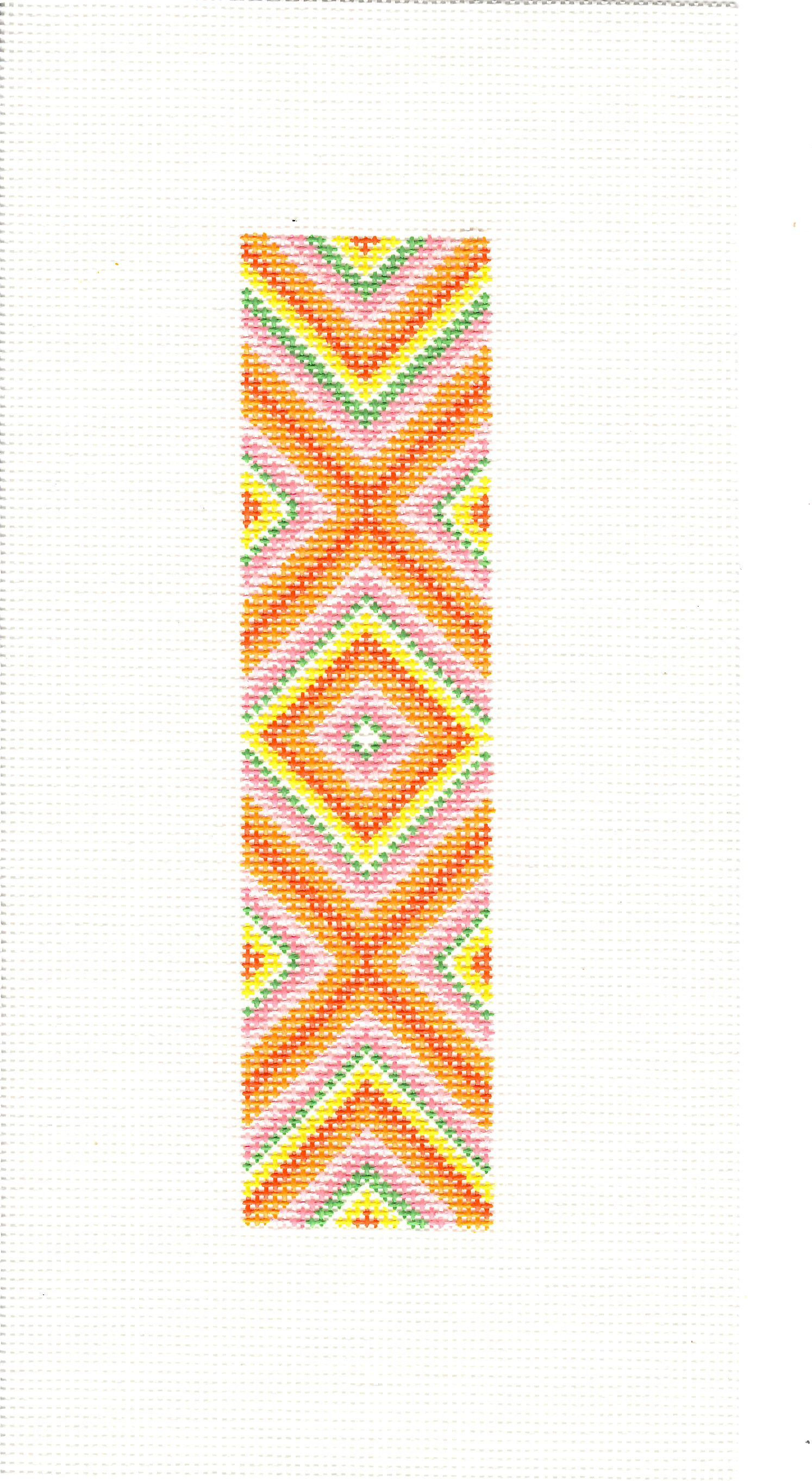 BFF Friendship Bracelet Key Fob Needlepoint Canvas | Orange Diamond