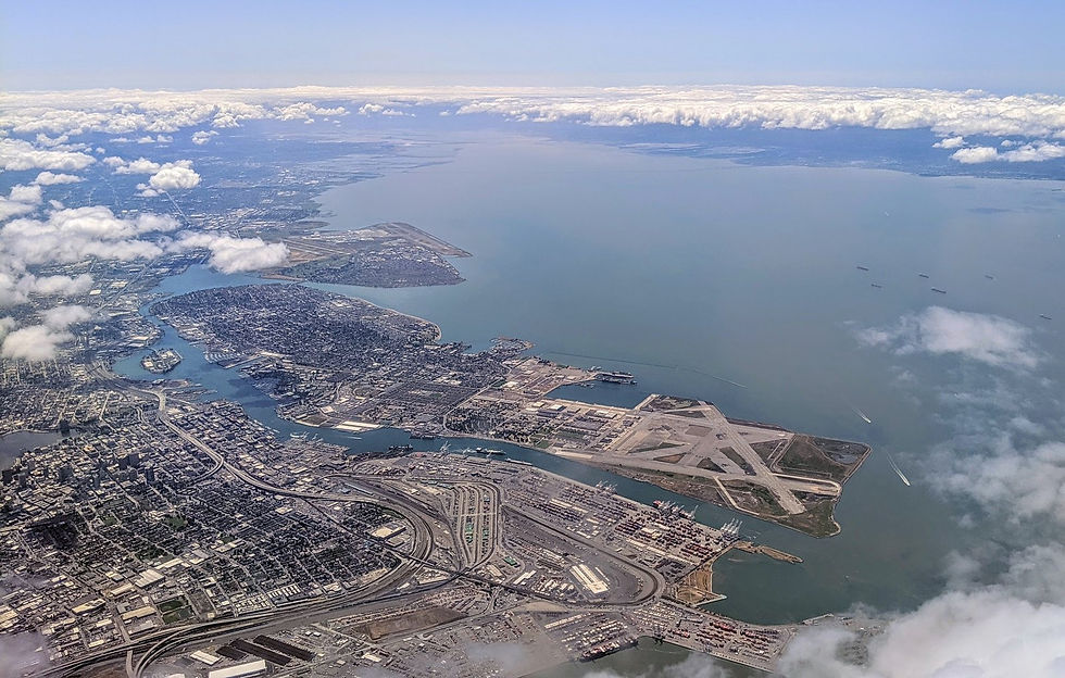 The former Alameda Naval Air Station sits at the northern tip of Alameda Island.
Not pictured, to the west: an actual economic powerhouse.