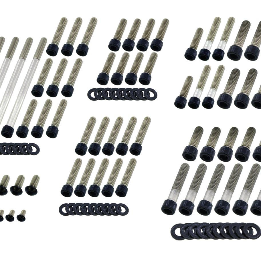 Complete Engine Screw Kit Screws for Sportster Primary-, Sprocket-, Cam-, Derby-, Timer-, Inspection Cover, Anti-Rotation-Plate, Lifterbase, Rockerboxes Gloss Black Powder Coated