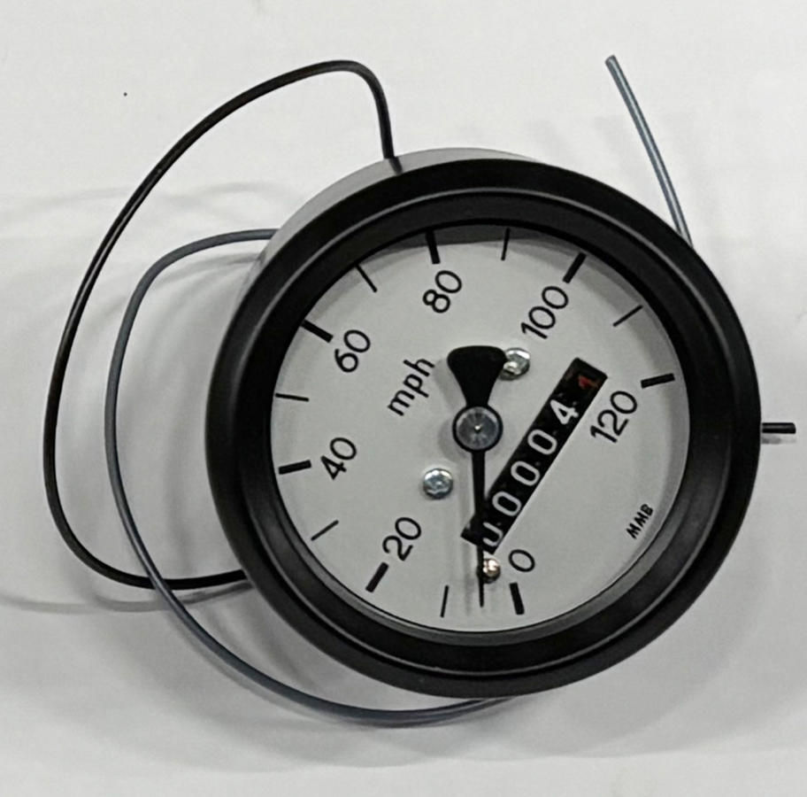 60mm Basic Speedometer Scale: 120 mph; Scale Color: aluminum Black 60.0 mm