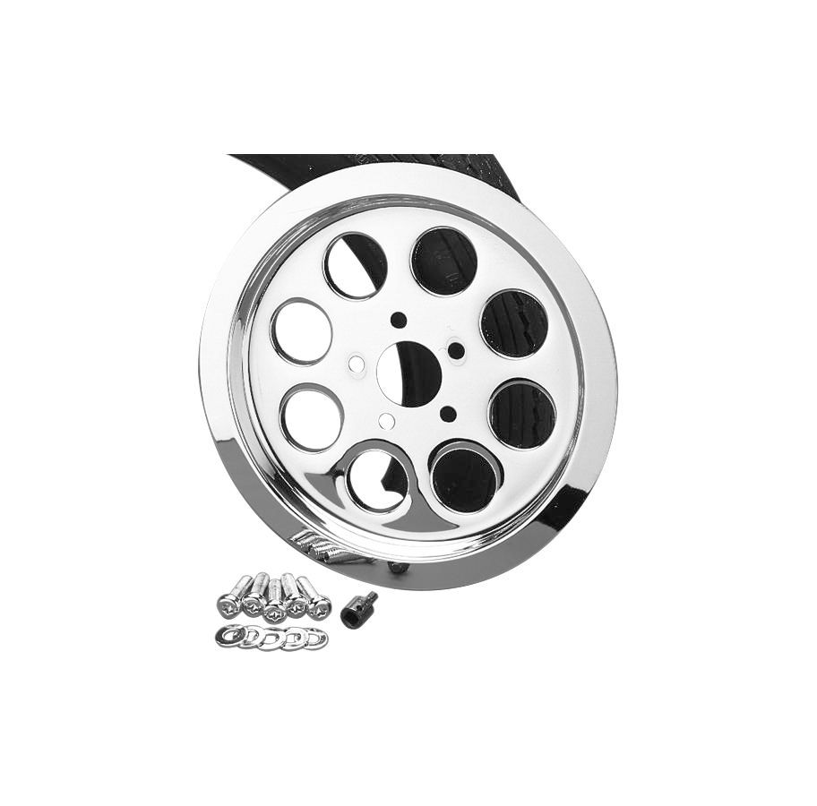 CHROME REAR PULLEY INSERT 65T 8 Hole, 65 Tooth Pulley, with Hardware