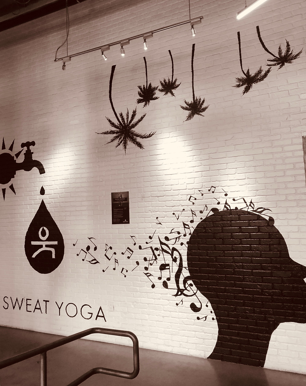 Sweatyoga studio Santa Monica, Los Angeles yoga studio, Sweat Yoga graffiti wall