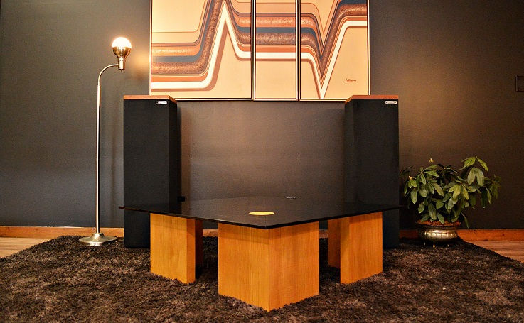 Thumbnail: Low Profile Mid Century Smoked Glass Adjustable Base Coffee Table