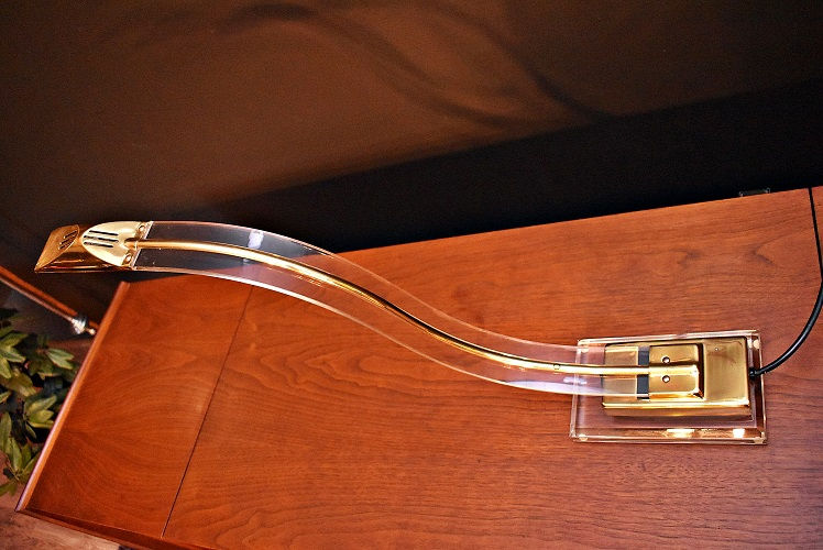 Thumbnail: Large Vintage Cobra/Swan Lucite Desk Lamp