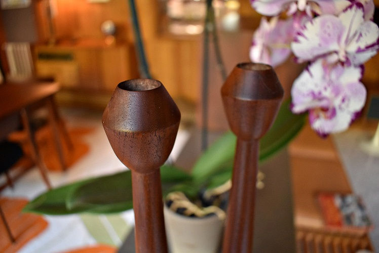 Thumbnail: 18" Tall Pair of Danish Mid Century Candle Holders/Candlesticks