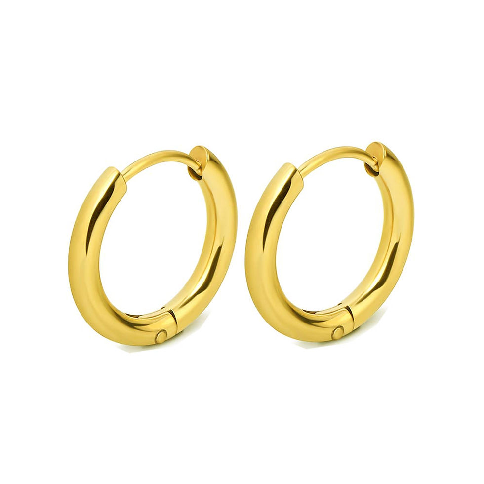Thumbnail: Stainless steel huggie hoops styled in a clean, multi-piercing ear stack