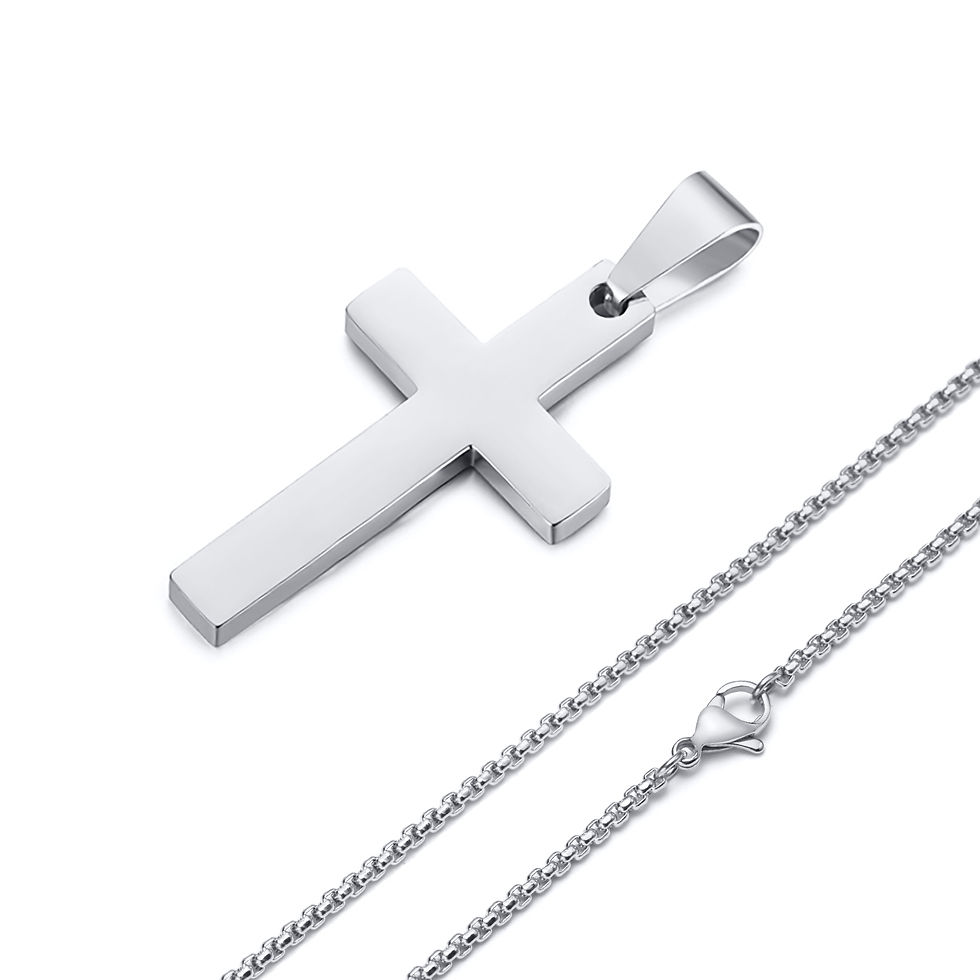 Thumbnail: Stainless steel cross pendant necklace styled for everyday wear