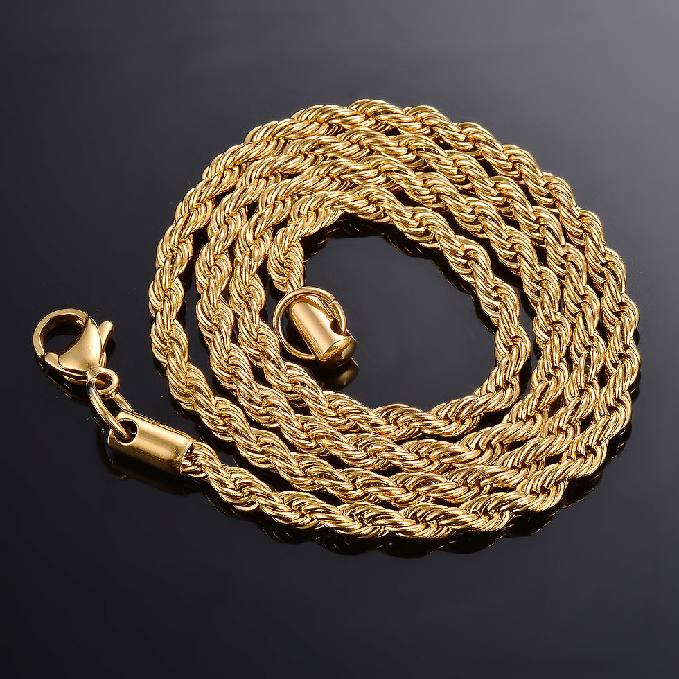 Thumbnail: Close-up view of the twisted rope chain texture and rich gold-tone finish