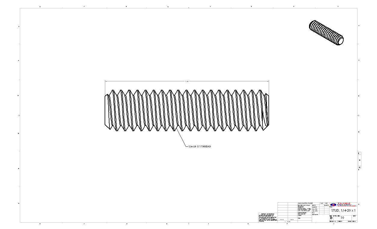 Stud 1/4-20 x 1" - FT