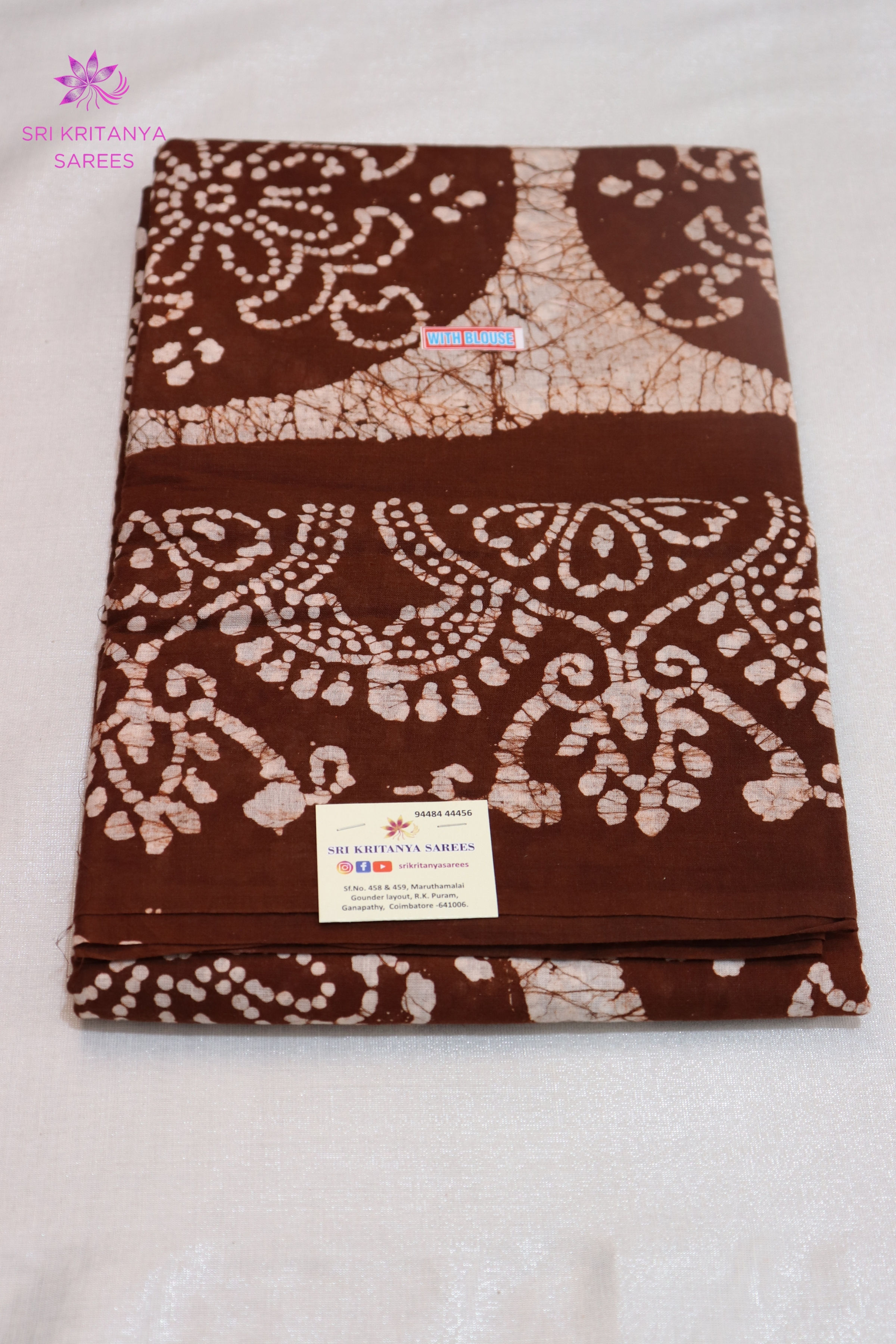 PURE SOFT COTTON SAREES-Off white with brown