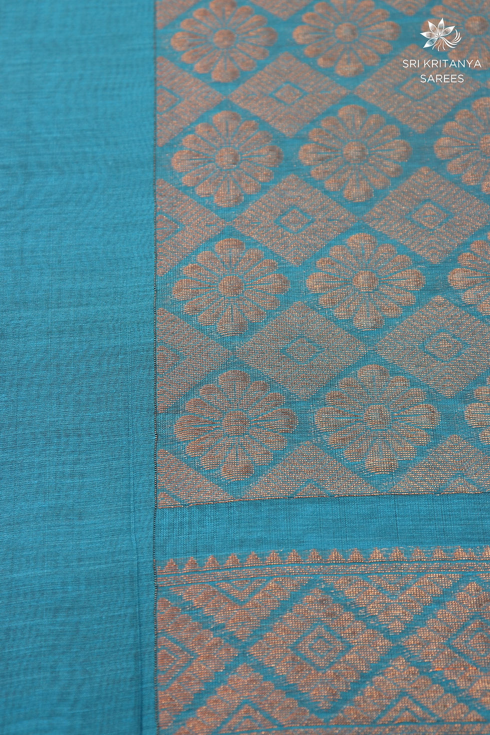 Thumbnail: SEMI KORA SILK COTTON SAREES - Purple with Peacock Blue