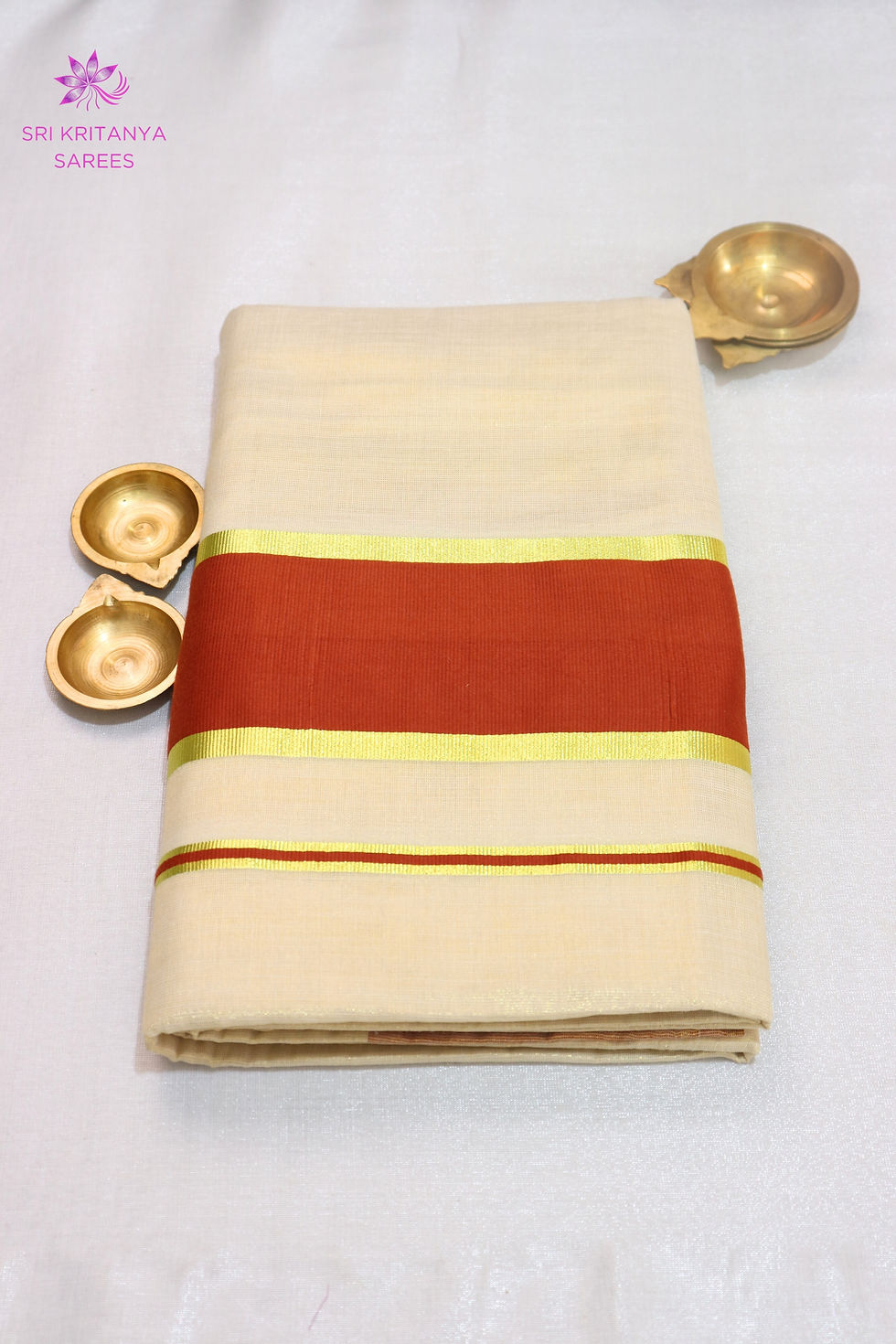 PURE TISSUE COTTON SAREES-Rust with addon Contrast blouse