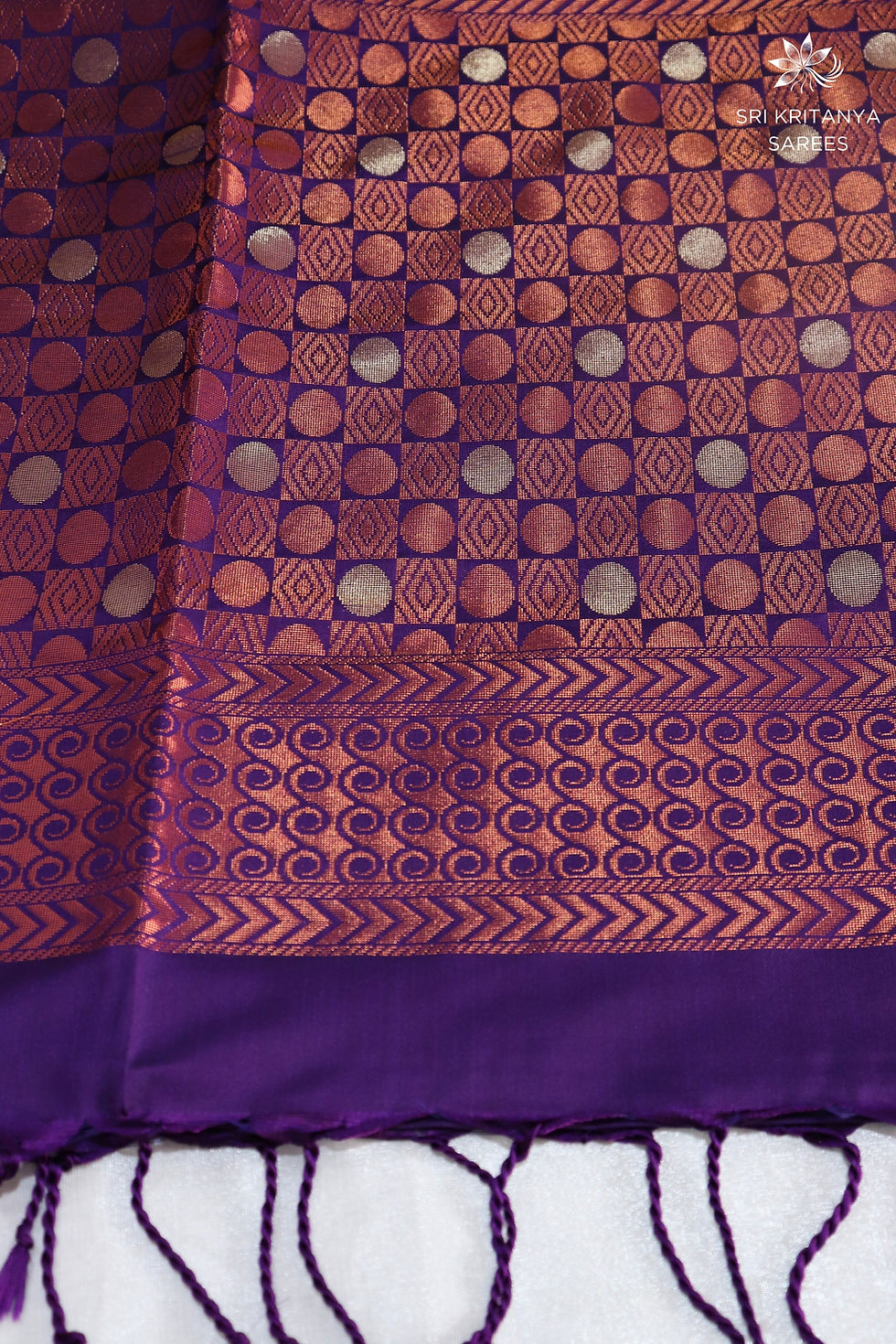 Thumbnail: SEMI KANCHI SILK SAREES In Borderless  - Turquoise Green with Deep Purple