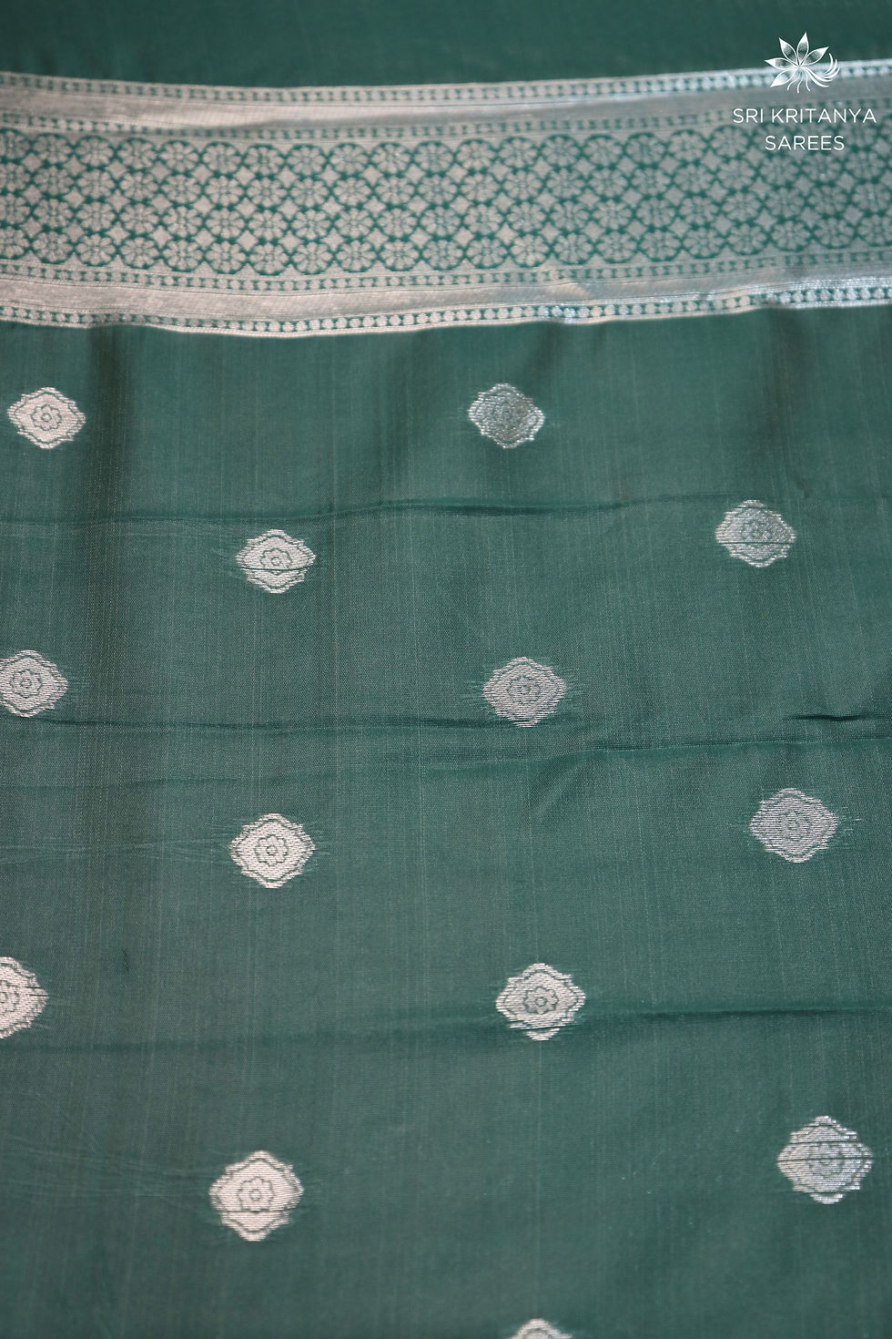 Thumbnail: FUSION SILK SAREES - Peach Pink with Bottle Green