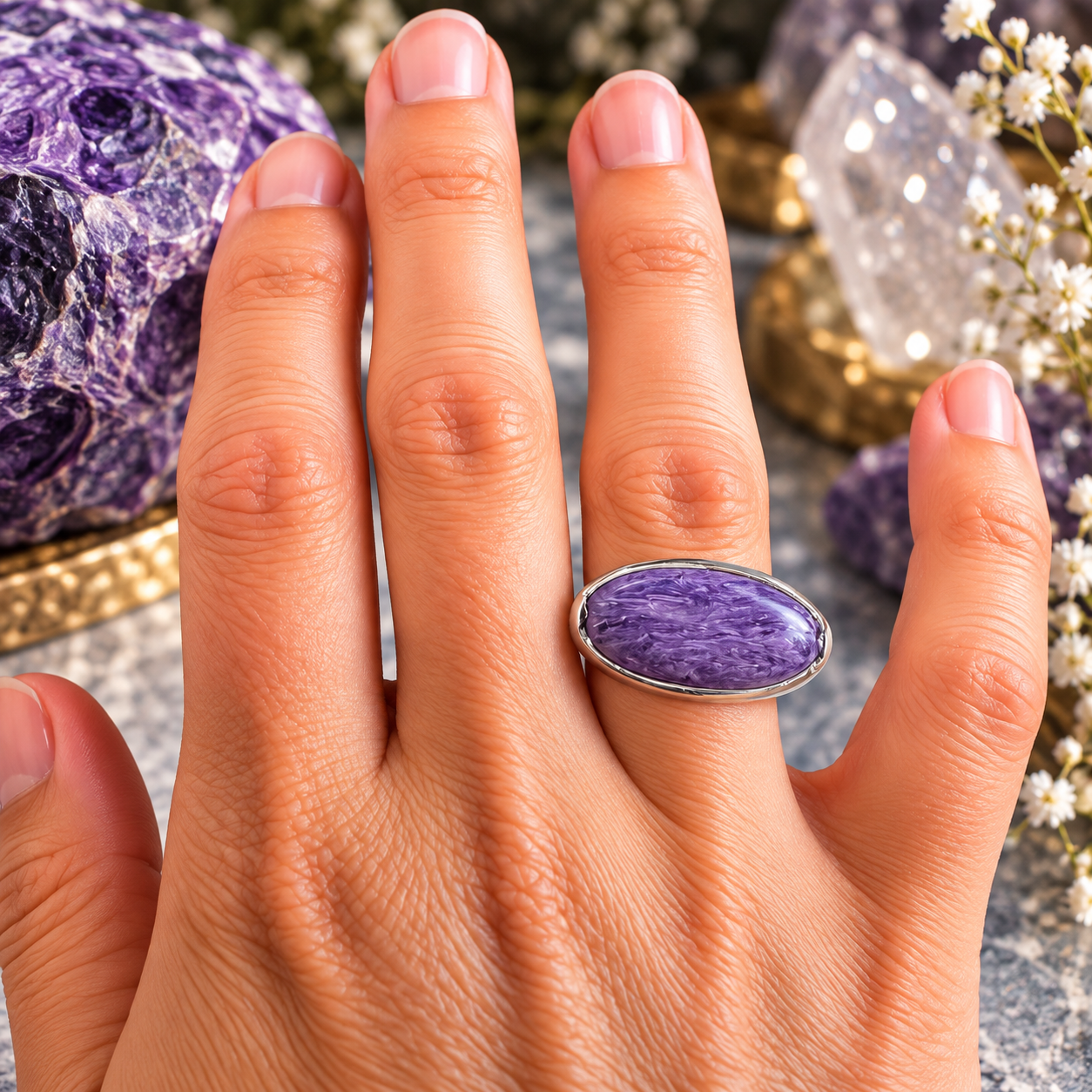 Charoite Oval Ring