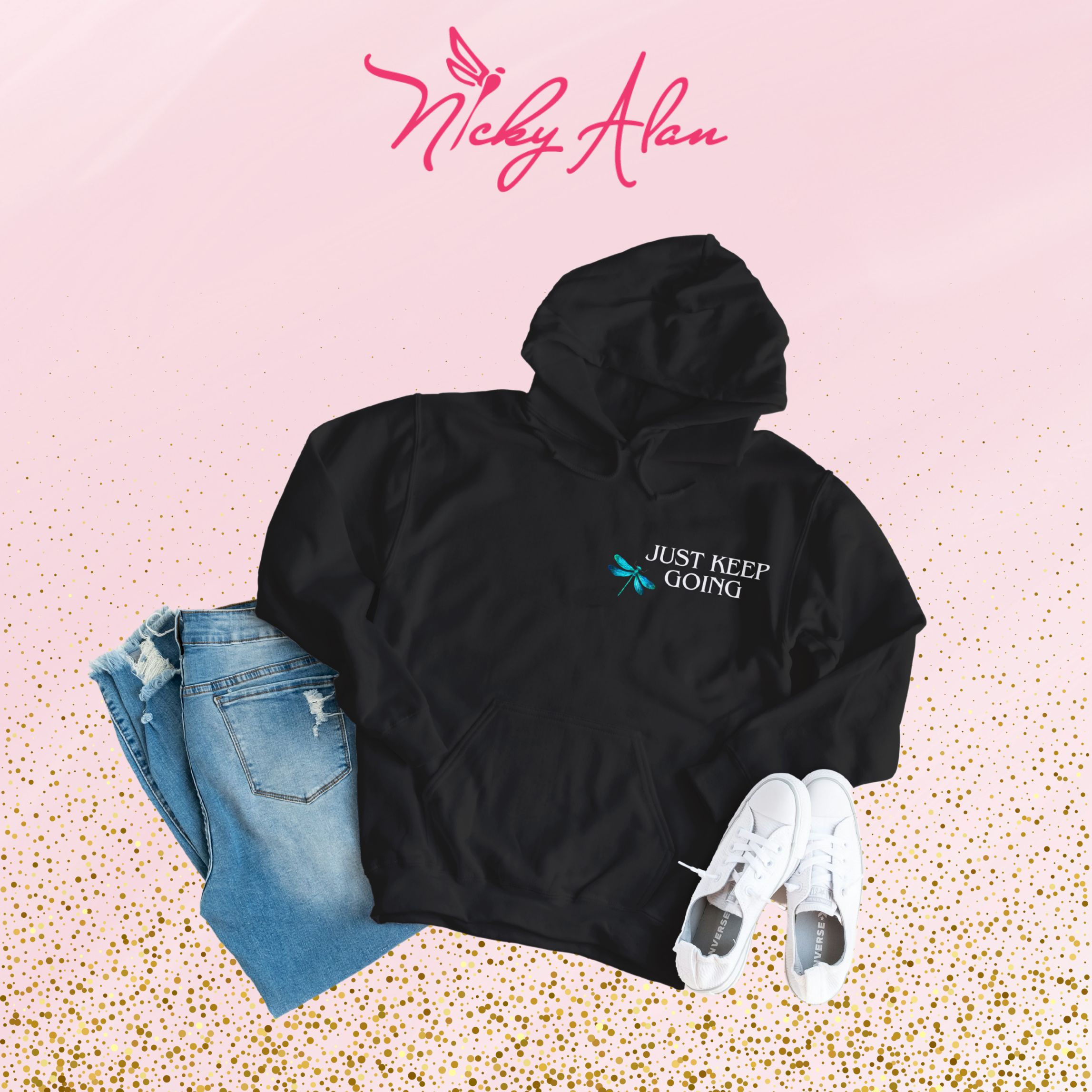 Just Keep Going Black Hoodie