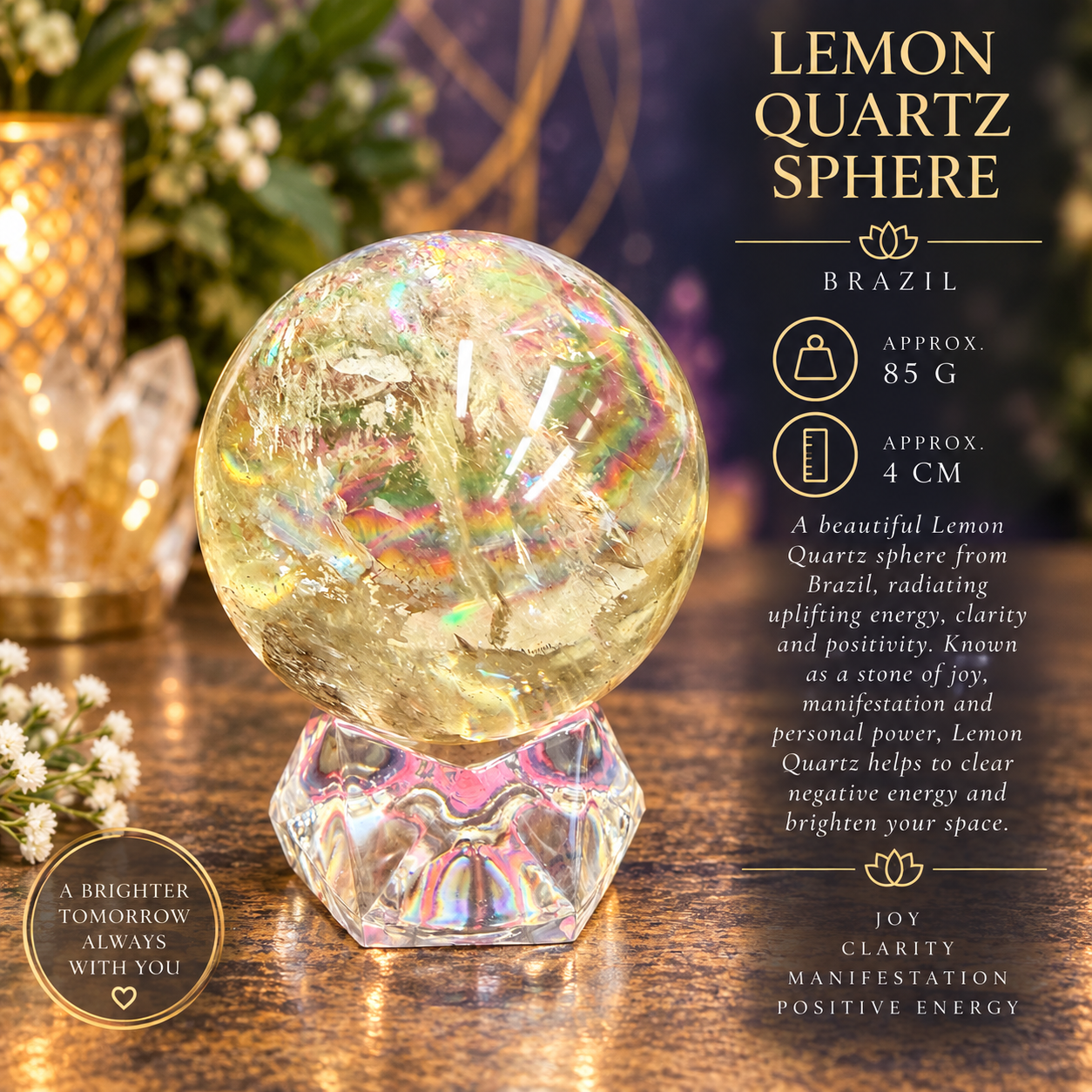 Lemon Quartz Sphere - BRAZIL - ONE SUPPLIED