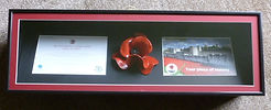 TOWER OF LONDON CERAMIC POPPY MOUNTED IN A DEEP FRAME WITH THE ORIGINOL CERTIFICATE AND BOOKLET CAN BE WALL OR TABLE MOUNTED