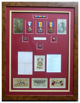 World War 1 Framed Memorabilia featuring Post Cards from the Front