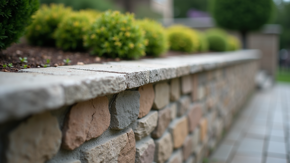 Close-up view of a beautifully constructed stone retaining wall