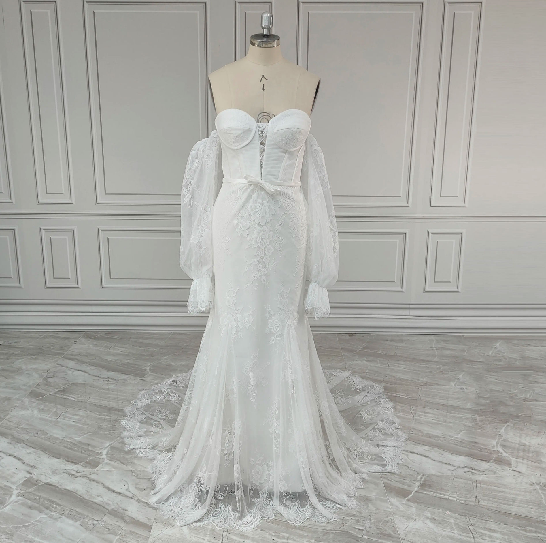 Off Shoulder Lace Mermaid Wedding Dresses