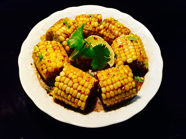 Curry Corn, Vegan, Snack, geera, onion, garlic, cilantro, herbs,
