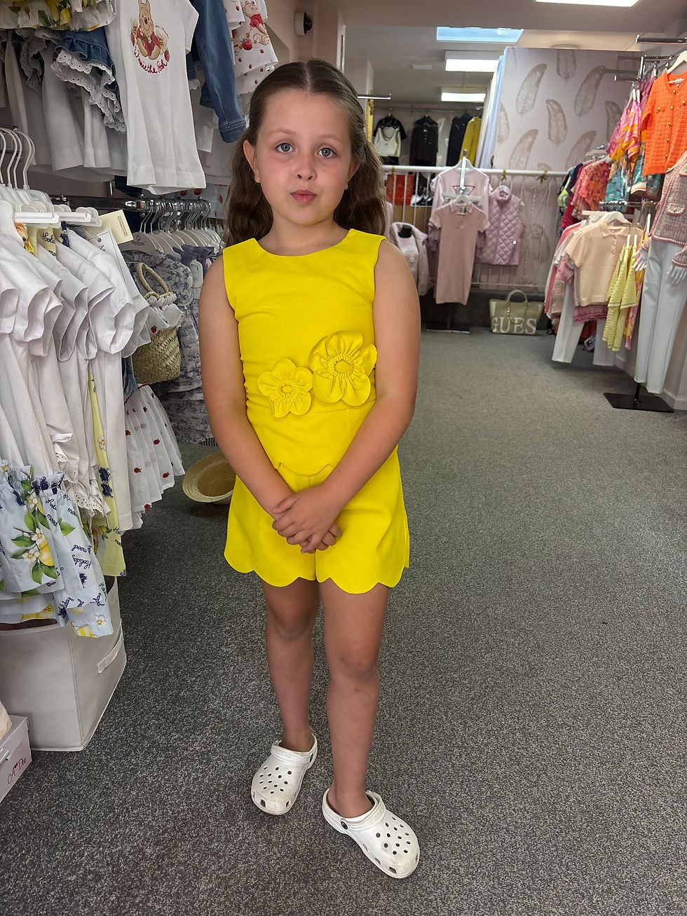 Thumbnail: ABEL & LULA ABEL 3D Floral Crepe Short Jumpsuit For Girls