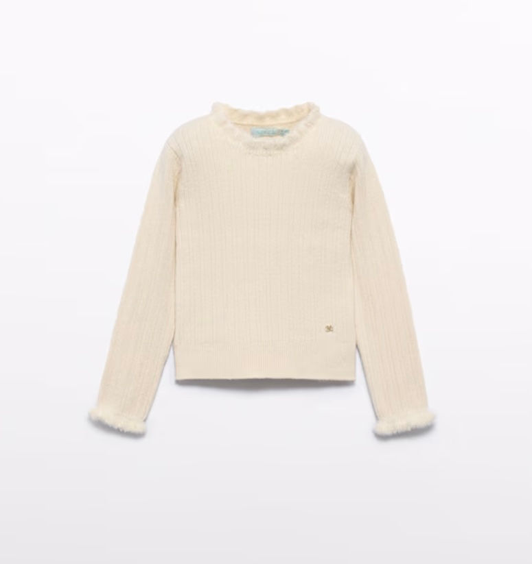 Thumbnail: Abel & Lula Girls Ribbed Knit Top With High Neck