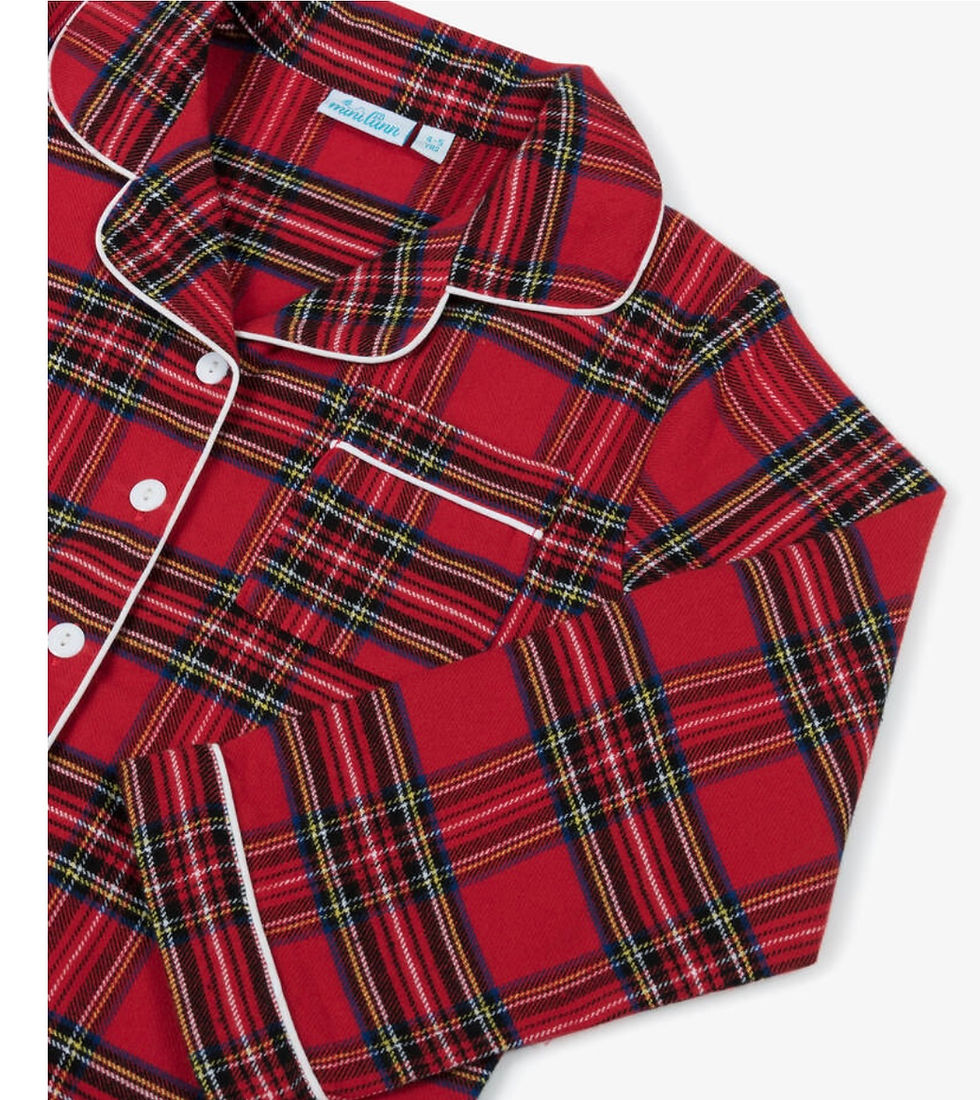 Thumbnail: Mini Lunn Red Tartan Cotton Pyjamas