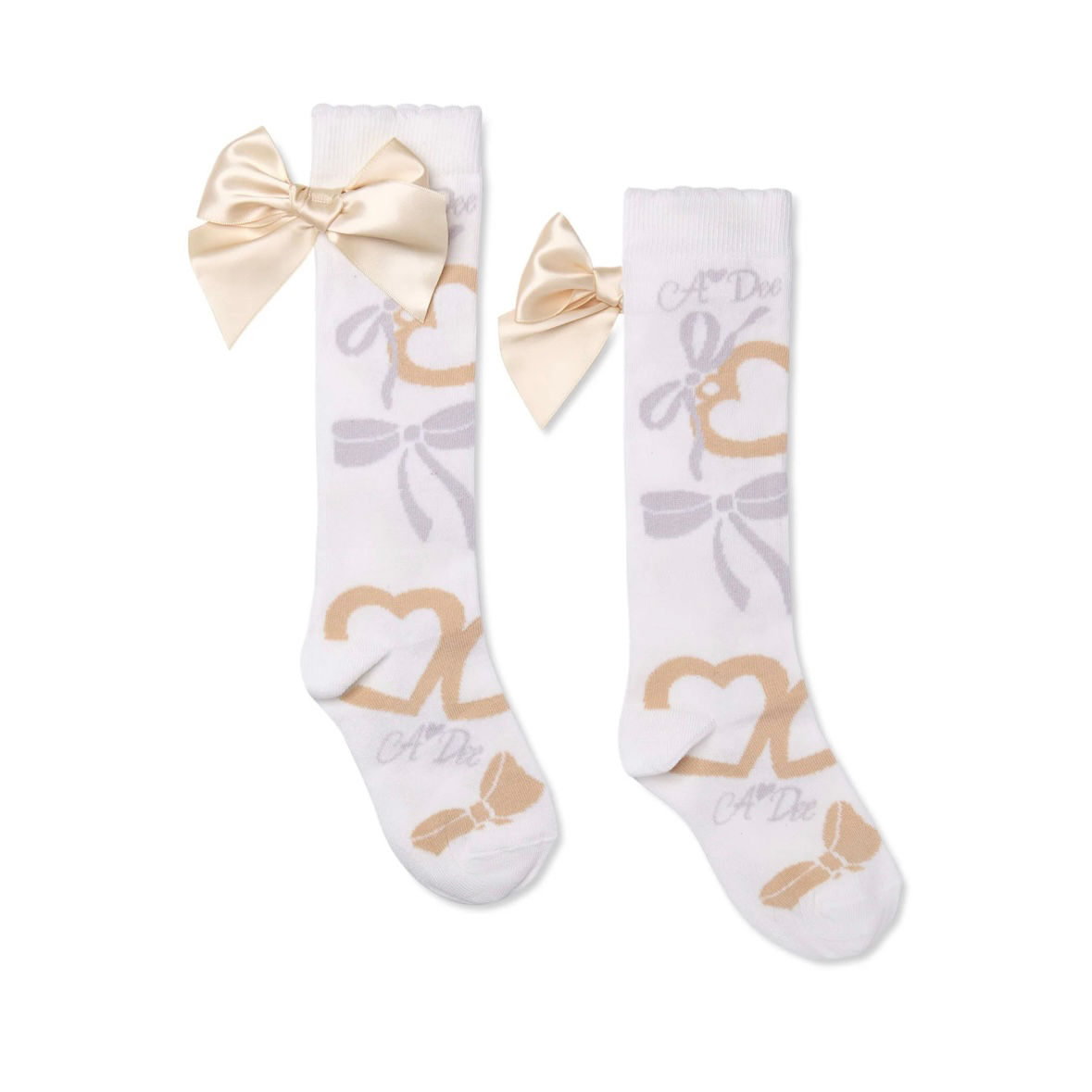 A DEE Alessandra Bow Print Knee High SocksSnow White