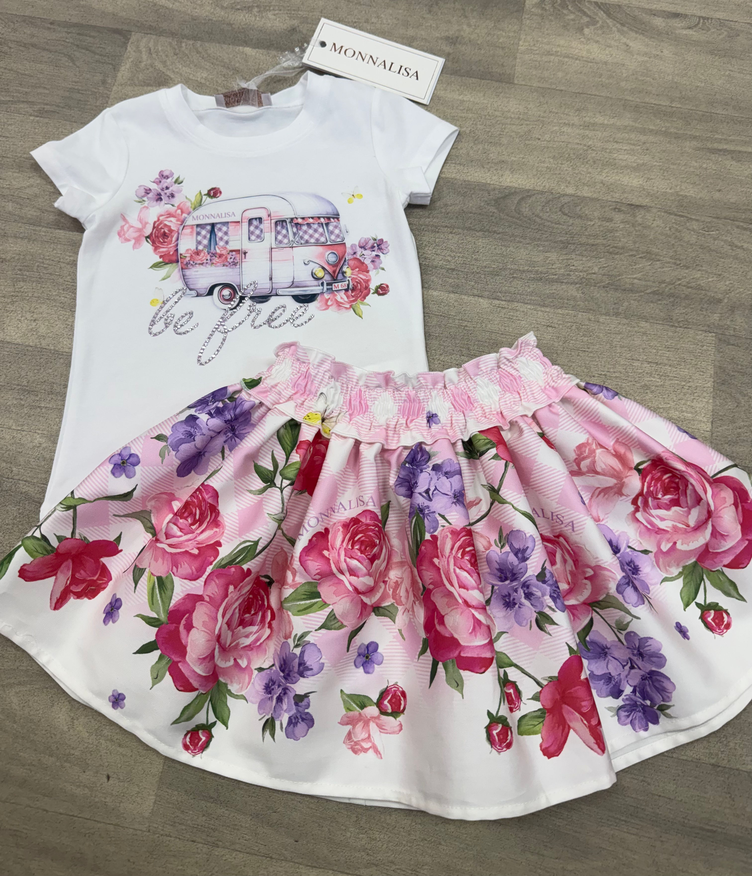 MONNALISA Garden Party Be Free Top & Skirt Set - Lilac