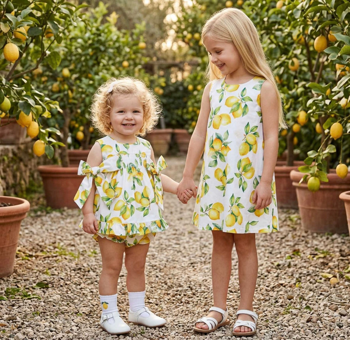 Deolinda Baby Girls Sorrento Lemon Print Bloomers Set